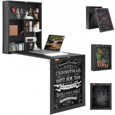 VEVOR Mesa Plegable de Pared 60x16,5x75 cm Escritorio Plegable de Pared Hecho de Tablero de Partículas Mesa Abatible de Pared con Pizarra y Ganchos para Espacios Limitados, Cocina, Comedor, Dormitorio