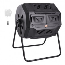VEVOR Contenedor de abono giratorio para jardín, 162,7 L, doble cámara