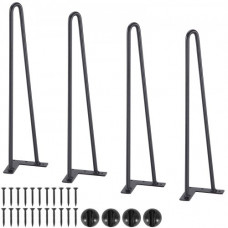VEVOR Patas de Mesa de Horquilla 4 PCS Patas de Muebles 482 mm Acero Macizo Capacidad de Carga 227 kg Patas de Oficina 2 Varillas con Tornillos y Patines Protectores para Casa Oficina Comedor, Negra