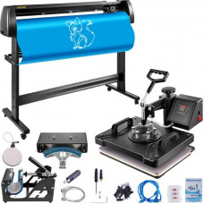 Máquina de transferencia de prensa de calor 5 en 1 de 12x15 pulgadas con cortador de vinilo de 53”, equipo de máquina de trazado, sublimación de impresora de arte artesanal (53”/1350 mm)