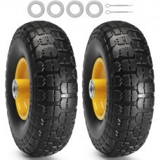VEVOR Rueda plana de PU sólido, 254 mm, paquete de 2, carga dinámica 400 lb, carga estática 450 lb, neumáticos ruedas sin cámara para carretilla de mano, carro utilitario, vagones, remolques de jardín