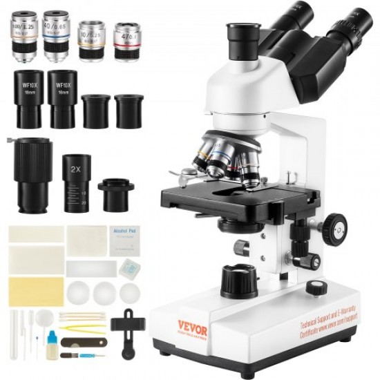 Comprar Microscopio Compuesto Trinocular Microscopio Biológico 40X-5000X Enfoque Fino y Grueso de Precisión con Interfaz de Etapa 2 Capas para Computadora o Monitor Externo Investigación Educativa