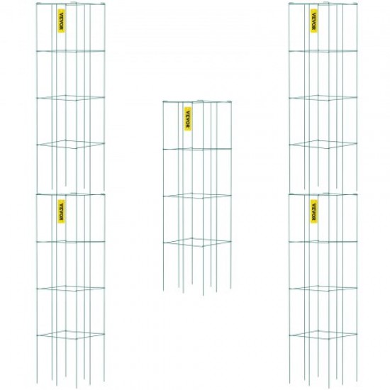 Comprar Jaulas para tomates Jaula de soporte para plantas Paquete de 5 jaulas cuadradas de acero 3.8 pies Verde para jardín