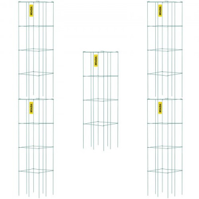 VEVOR Jaulas para tomates Jaula de soporte para plantas Paquete de 5 jaulas cuadradas de acero 3.8 pies Verde para jardín