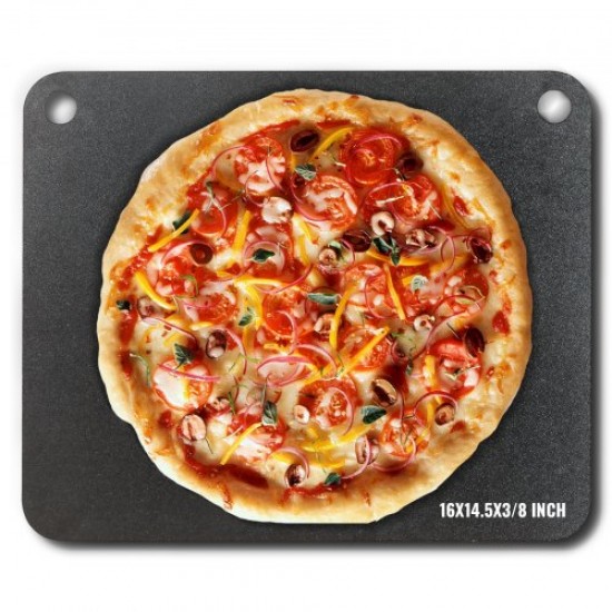 Comprar Acero para pizza, placa de acero para pizza de 16 x 14.5 x 3/8 pulgadas para horno, piedra para hornear pizza de acero al carbono previamente sazonada con 20 veces más conductividad, sartén de