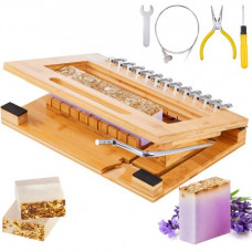 VEVOR Cortador de Jabón 25,4 mm 0-12 Piezas Herramienta de Corte de Jabón Hecha de Bambú Natural y Alambres de Acero Inoxidable Cortador Multifuncional para Jabones Queso Vela Mantequilla Chocolate