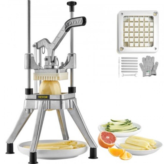 Comprar Cortador de Verduras Profesional Manual Comercial de Acero Inoxidable con Cuchilla de 1,27 cm Cortador de Patatas Cortadora Multifunción de Frutas con 2 Cuchillas de Repuesto para Cocinas