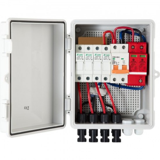 Comprar Caixa combinadora fotovoltaica 15A 500V 4 circuitos Caixa de combinação de energia solar Plástico 17 x 23 x 11 cm Caixa de combinação pequena -30 ℃ a 70 ℃ Grau de proteção IP65 para kit de painel solar