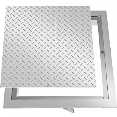 Tapa para Arqueta 60 x 60 cm Tapa Pozo de Placa de Acero Galvanizado, Marco de 67 x 67 cm Cubierta Adecua Cisterna Tapa de Cisterna con Altura de 4 cm y Color Plata, para Piso Interior de Barco