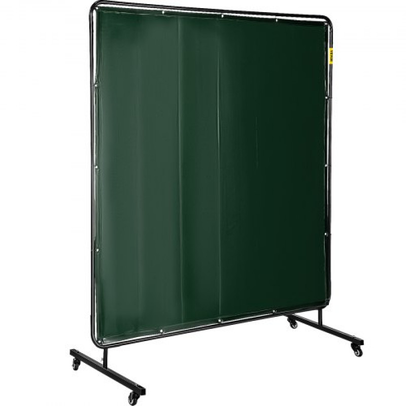 Cortina de Soldadura 183 x 183 cm Cortina de Protección para Soldadura con 4 Ruedas, Material de Vinilo Resistente a Llamas, Cortina de Soldar con Alta Protección UV contra Chispas, Color Verde