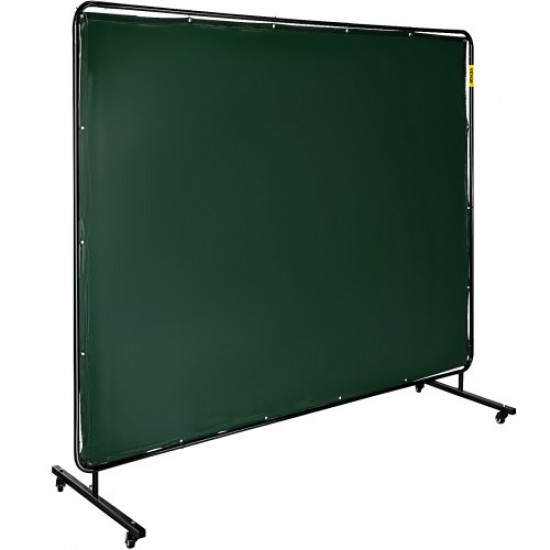 Buy Welding Curtain 183x244 cm Welding Protection Curtain with 4 Wheels, Flame Resistant Vinyl Material Welding Curtain with High Spark Protection, Dark Green