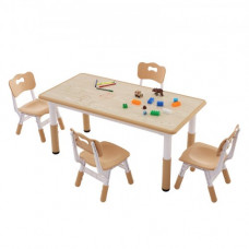 VEVOR 1 Mesa Infantil con 4 Sillas Regulables Conjunto de Muebles Infantiles