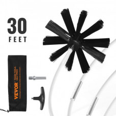 VEVOR Kit de Deshollinador de Chimenea Estufa 9,1 m Cepillo de Limpieza de Ventilación 22 PCS Limpieza de Tuberías Varilla de Nailon Cabezal de Cepillo de Polipropileno Conectores de Acero de Aleación