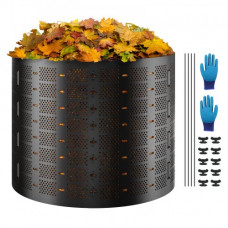 VEVOR Compostador de Jardín 1000 L Contenedor de Abono Exterior HDPE Expandible Diámetro de 106,68 cm Fácil de Instalar Gran Capacidad para Agarrar Hojas Compostaje Creación Rápida de Suelo Fértil