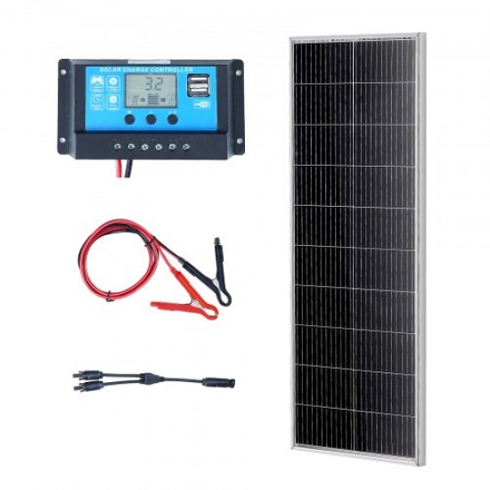 Koop Monokristallijne zonnepaneelset 100W 12V monokristallijn zonnepaneel met laadregelaar Hoog rendement monokristallijne fotovoltaïsche module 23% IP68 waterdicht voor campers, boten