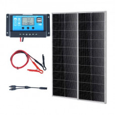 VEVOR Kit de Panel Solar Monocristalino 200W 2 Paneles Solares y Controlador de Carga Módulo Fotovoltaico Monocristalino de Alta Eficiencia 23% Impermeable IP68 para el Hogar, RV, Barco, Fuera de Red