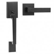 Manija de puerta de entrada VEVOR, juego de manija cuadrada negra mate con palanca de puerta sin cerradura