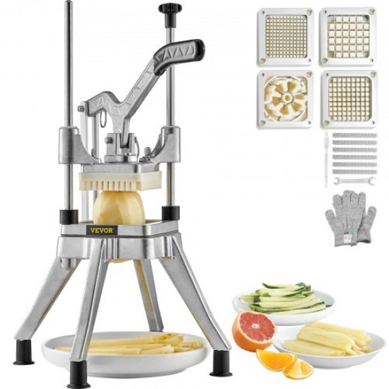 Comprar Picadora Manual Profesional de Patatas Fritas Cortador Multifunción de Verduras 4 Cuchillas de Acero Inoxidable Cortador de 6 Cuartos Rodajas de Patata Palitos de Fruta para Cocinas Restaurantes