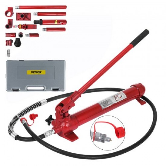 Buy Hydraulic Cylinder 10 T, Hollow Piston Lifter, Hydraulic Cylinder, Max. Lifting Height 33 cm, Single Acting Min. 46 cm, Hydraulic Cylinder with 27 kg Hand Pump, 1.4 m Hose