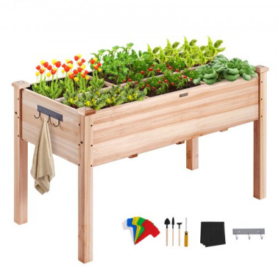 Cama de jardín elevada con madera de abeto 120x58x76cm para Flores Vegetales