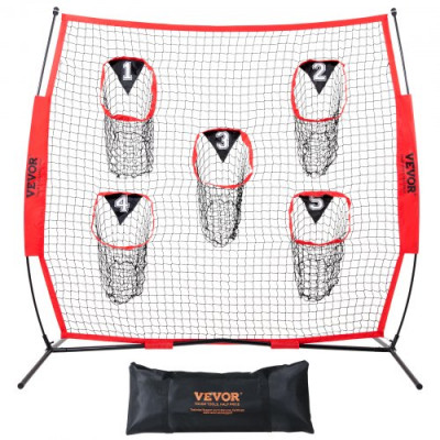 VEVOR Red de entrenamiento de fútbol americano portátil Red de pase de rugby de 246x250 cm con 5 bolsillos para objetivos Entrenador para mejorar la precisión del lanzamiento Quarterback Béisbol Fútbo