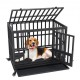 Comprar Jaula para Perros de Alta Resistencia Jaula de Metal de 95x65x81 cm para Mascotas de Tamaño Mediano a Grande con Ruedas con Cerradura Bandeja Extraíble de 3 Puertas para Interior y Exterior