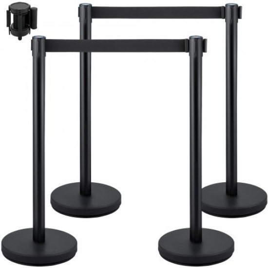 Buy Spacer Posts 4 pieces Height 90 cm Black Safety Barriers Spacer Post with Extendable Tape 4-Way Connection Barrier Posts