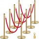 Buy Spacer Posts Extendable Tape 8 pieces Safety Barriers Height 90 cm Gold Spacer Post with 1.5 m Red Velvet Rope