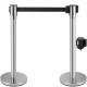 Buy Separator Posts 2 pieces Safety Barriers Height 90 cm Silver Separator Post with 2 m Black Extendable Tape 4-Way Connection