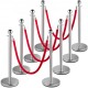 Buy Safety Barriers Height 90 cm Silver Safety Barriers with 1.5 m Velvet Rope Red