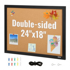 Tablero de Corcho 45,7 x 60,9 x 1,8 cm Tablón de Anuncios con Marco de MDF Pegatina Tablero de Visión de Alta Densidad con 10 Chinchetas para Visualización y Decoración en Oficina, Hogar Escuela