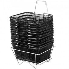 VEVOR Cestas de Compra con Asas 12 Piezas Cesta de Compra de Metal Capacidad de Carga de 20 kg Cesta de Compra de Alambre Portátil Juego de Cesta de Compra de Malla de Alambre para Tiendas, Negro