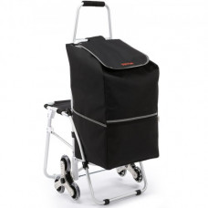 Carro para Subir Escaleras 50L Carro de Compra Plegable con Bolsa Asiento