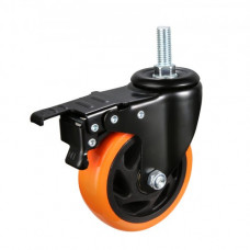 VEVOR Juego de 4 Ruedas Giratorias Industriales con Vástago Roscado Ruedas Silenciosas de 101,6 mm para Muebles con Freno de Doble Bloqueo A/B Capacidad de Carga de 50kg para Carros, Muebles, Oficinas