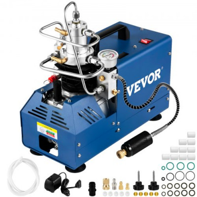 VEVOR Bomba PCP Eléctrica 300 BAR 30 MPa 4500 PSI Compresor de Aire de Alta Presión 1800W Bomba de Aire de Alta Presión 37x18x40 cm Apagado Manualmente, Separador de Agua y Aceite para Tanque de Buceo