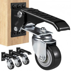 VEVOR Juego de 4 Ruedas para Banco de Trabajo Ruedas Giratorias Industriales 63,5mm Capacidad de Carga de 74,8 kg Ruedas Retráctiles Laterales Ajustables de 360° con Freno de Pie para Equipos de Mesas