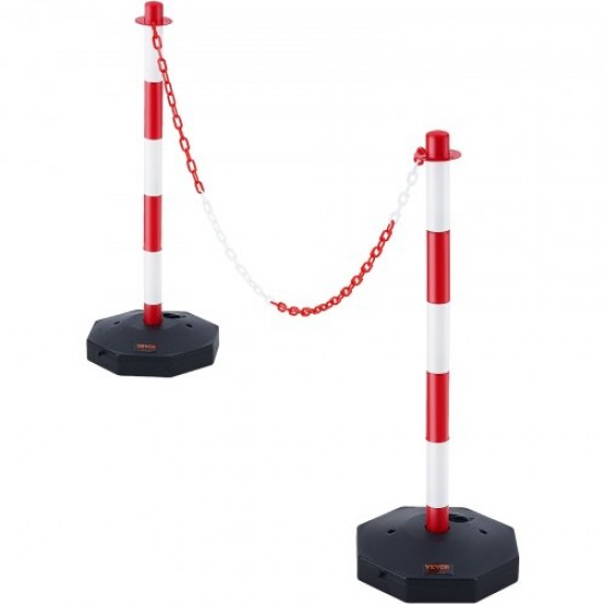 Buy Traffic Cone 2 Pieces Boundary Post with Fillable Base Adjustable Height Traffic Cone Long Chain 2.4m for Traffic Control Construction Site Parking Lot, Red and White