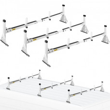 VEVOR 3 Barras de Techo Transversales con Topes de Escalera Carga de 340 kg Portaescaleras de Techo de Acero Longitud Ajustable de 1422-1448 mm Portaequipajes para Camión Compatible con Chevy Express