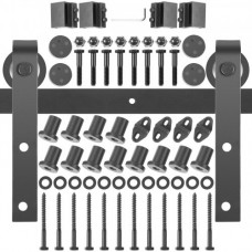 Kit de Herrajes para Puerta Corredera 14 Pies/426 cm Kit de Riel para Puerta Doble Acero al Carbono Guía para Puerta Corredera Carga 150 kg Puerta Máx. 213 cm Espesor 35-45 mm Granero Garaje