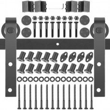 Kit de Herrajes para Puerta Corredera 18 Pies/548 cm Kit de Riel para Puerta Doble Acero al Carbono Guía para Puerta Corredera Carga 150 kg Puerta Máx. 274 cm Espesor 35-45 mm Granero Garaje