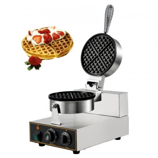 Comprar Máquina de waffle antiaderente de cabeça única Máquina de waffle de aço inoxidável Máquina de waffle com aquecimento elétrico Máquina comercial de waffle com aquecimento de dois lados