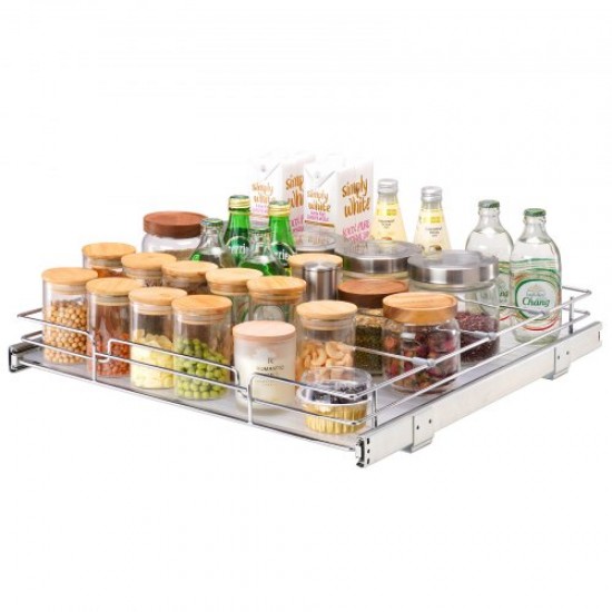 Comprar Organizador Extraíble Debajo del Fregadero 508x533x63,5 mm Cesta Deslizante 1 Nivel de Acero Cromado Cajón Deslizante Carga de 13 kg Deslizamiento Suave para Organización del Baño Cocina