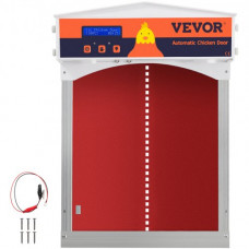 Puerta Automática para Gallinero Hierro Galvanizado Abridor de Gallinero Totalmente Automático con Sensor de Luz y Temporizador 27,9x40,6 cm Abridor de Puerta de Pollos Resistente al Agua Rojo
