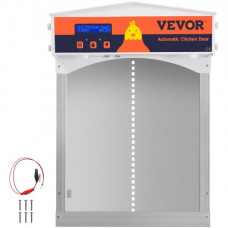 Puerta Automática para Gallinero Hierro Galvanizado Abridor de Gallinero Totalmente Automático con Sensor de Luz y Temporizador 27,9x40,6cm Abridor de Puerta de Pollos Resistente al Agua Gris