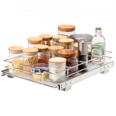 VEVOR Organizador Extraíble Debajo del Fregadero 292x419x63,5 mm Cesta Deslizante 1 Nivel de Acero Cromado Cajón Deslizante Carga de 13 kg Deslizamiento Suave para Organización del Baño Cocina
