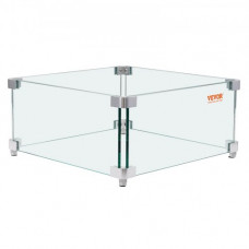 VEVOR Protector contra el viento para brasero de gas, 380x380x180 mm Pantalla contra el viento de vidrio templado para brasero Pantalla protectora cuadrada Protector contra llamas a prueba de viento