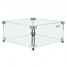 VEVOR Protector contra el viento para brasero de gas, 493x493x191 mm Protector contra el viento de vidrio templado Pantalla protectora cuadrada Protector contra llamas a prueba de viento Espesor 8 mm
