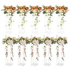 VEVOR Soportes para Flores de Boda 10 Piezas Estante de Flores de Boda 60 cm Jarrón Geométrico Laminado Acrílico, Soporte de Exhibición Floral para Recepción de Eventos, Decoración de Fiestas Bodas