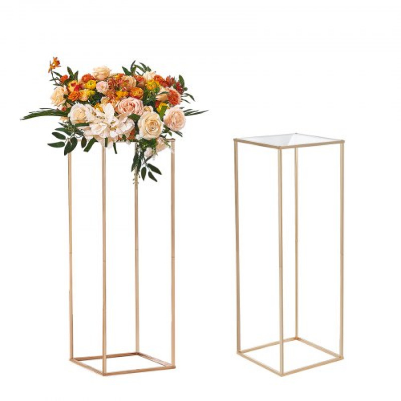 VEVOR Soportes para Flores de Boda 2 PCS Estante de Flores de Boda 80 cm Jarrones Dorados para Boda Soporte de Exhibición Floral Laminado Acrílico para Eventos de Recepción, Decoración para Fiestas