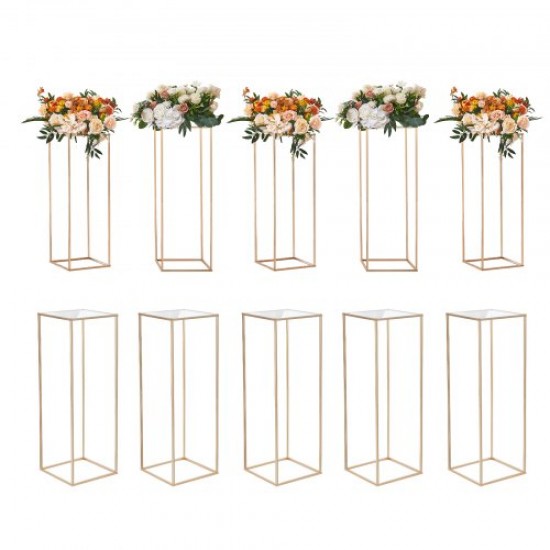 VEVOR Soportes para Flores de Boda 10 PCS Estante de Flores de Boda 80 cm Jarrones Dorados para Boda Soporte de Exhibición Floral Laminado Acrílico para Eventos de Recepción, Decoración para Fiestas